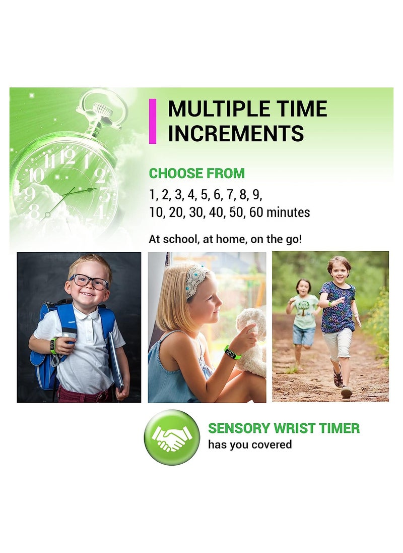 KASTWAVE - Sensory Wrist Timer for Kids, Rechargeable Waterproof Students Teacher Simple Reminder Watch with Silent Alarm Clock Wristband, Green - Image 1