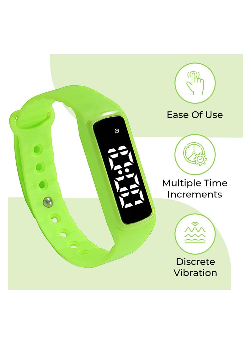 KASTWAVE - Sensory Wrist Timer for Kids, Rechargeable Waterproof Students Teacher Simple Reminder Watch with Silent Alarm Clock Wristband, Green - Image 1