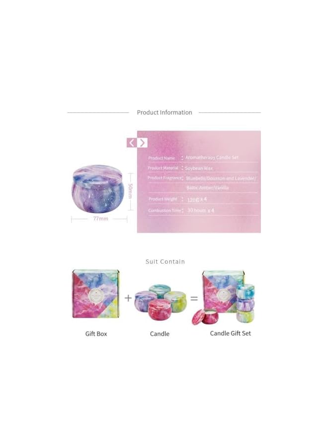 Green Tiger 4 Pcs Aromatherapy Candle, Scented Candles Gift Set, Soy Wax Aromathrapy Candles for Stress Relief, for Home Scented, Birthday, Christmas, Thanksgiving, Mother's Day, Phantom Color Style - Image 2