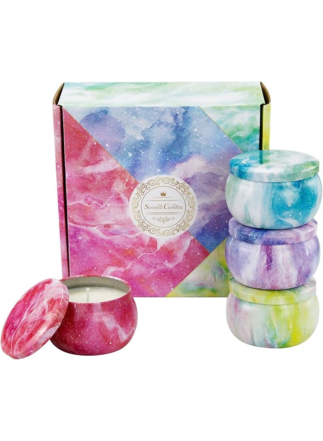 Green Tiger 4 Pcs Aromatherapy Candle, Scented Candles Gift Set, Soy Wax Aromathrapy Candles for Stress Relief, for Home Scented, Birthday, Christmas, Thanksgiving, Mother's Day, Phantom Color Style - Image 1