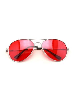 V.W.E. Vision World Eyewear Colorful Silver Metal Aviator With Color Lens Sunglasses (Red Lens)  - Image 1