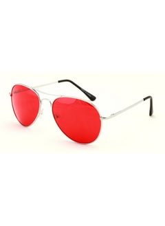 V.W.E. Vision World Eyewear Colorful Silver Metal Aviator With Color Lens Sunglasses (Red Lens)  - Image 2