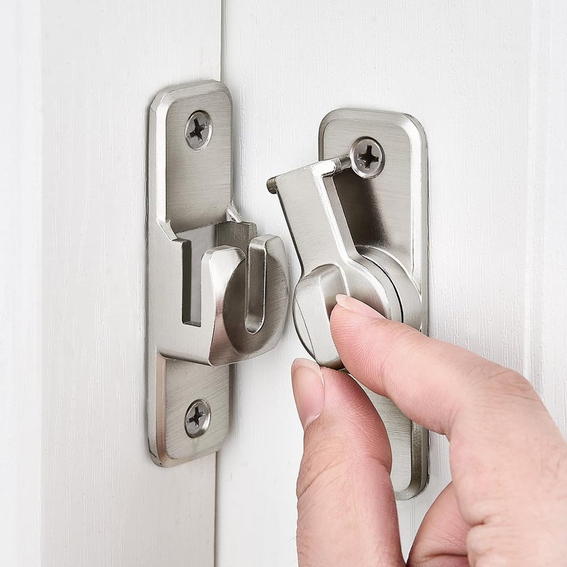 INIRET Silvery Enhanced Security Flip Latch Lock - Heavy-Duty 90/180 Degree Sliding and Swing Door Latch for Barns, Gates, and More - Image 1