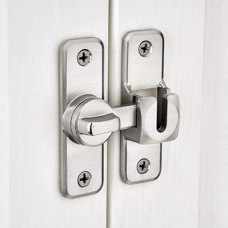 INIRET Silvery Enhanced Security Flip Latch Lock - Heavy-Duty 90/180 Degree Sliding and Swing Door Latch for Barns, Gates, and More - Image 5