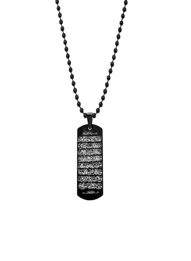 The Men Gift Arabic Calligraphy Necklace Islamic Quran Verses Engraved Pendant with Chain Black Stainless Steel Pendant Neckalce Chain For Men And Women SpnBLR202509 - Image 1