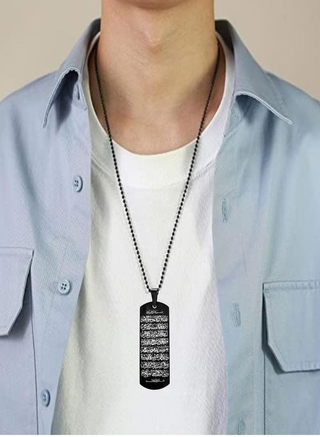 The Men Gift Arabic Calligraphy Necklace Islamic Quran Verses Engraved Pendant with Chain Black Stainless Steel Pendant Neckalce Chain For Men And Women SpnBLR202509 - Image 4