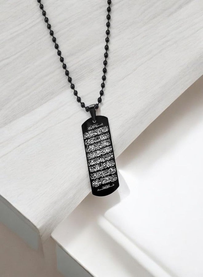 The Men Gift Arabic Calligraphy Necklace Islamic Quran Verses Engraved Pendant with Chain Black Stainless Steel Pendant Neckalce Chain For Men And Women SpnBLR202509 - Image 2
