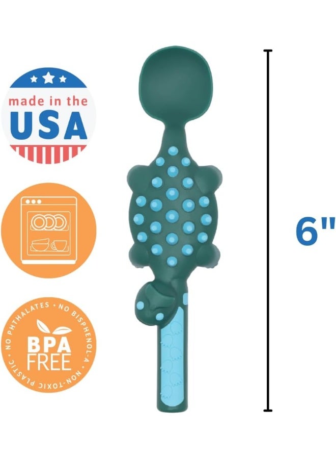 كونستركتيف إيتينج Plate and Utensils Set - Made in USA - Toddler Dinnerware, Kids Dinnerware and Utensils Set for Ages 1-3, Toddler Utensils 2 and 3 Year Old, Divided Toddler Plates (Dinosaur) - Image 4