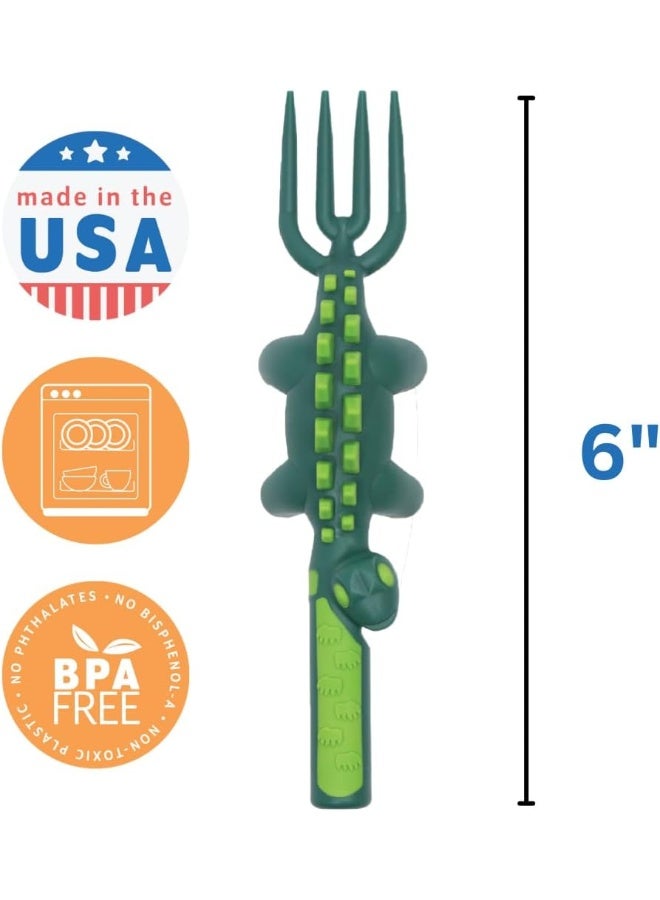 كونستركتيف إيتينج Plate and Utensils Set - Made in USA - Toddler Dinnerware, Kids Dinnerware and Utensils Set for Ages 1-3, Toddler Utensils 2 and 3 Year Old, Divided Toddler Plates (Dinosaur) - Image 3