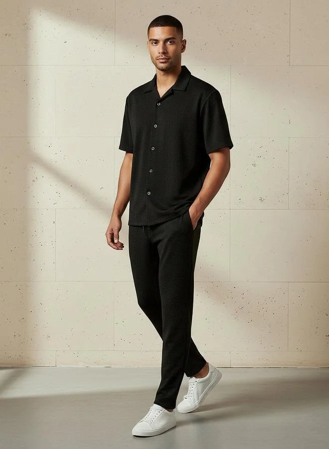 Splash FAV Textured Shirt and Trousers Set