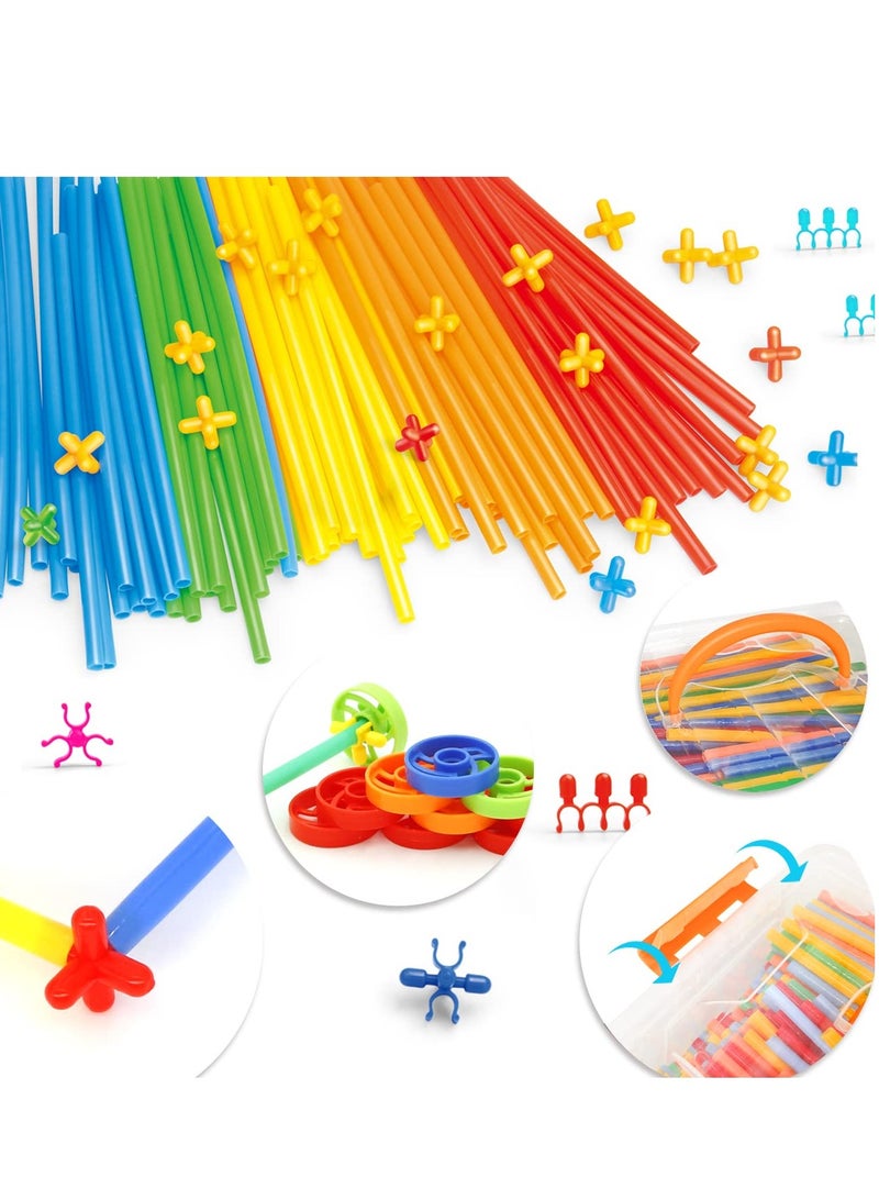 XiuWoo 600Pcs Straw Constructor Toys STEM Building Toys Children's 4D space Straw Toy Interlocking Plastic Toys Engineering Toys Thin Tube Blocks Toy Educational Toy Kit manual DIY creative  - Image 2