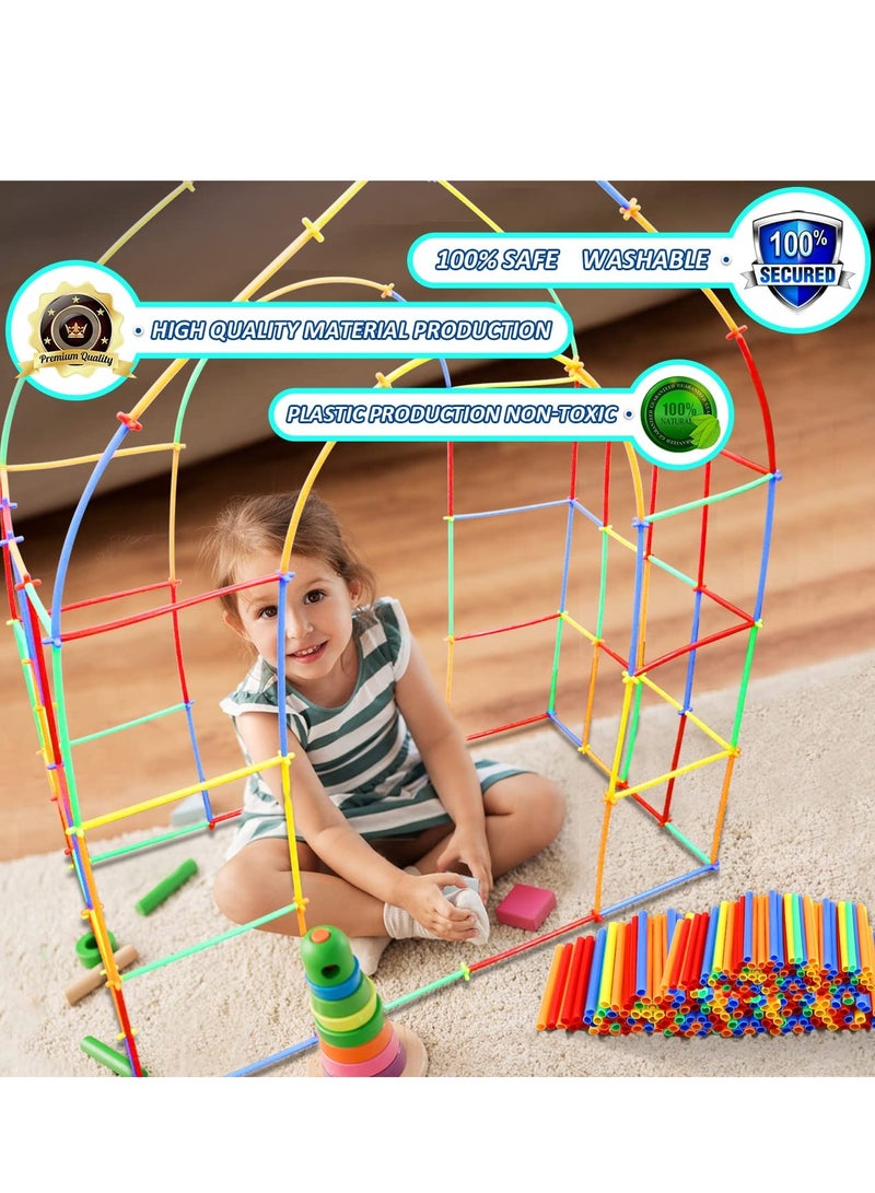 XiuWoo 600Pcs Straw Constructor Toys STEM Building Toys Children's 4D space Straw Toy Interlocking Plastic Toys Engineering Toys Thin Tube Blocks Toy Educational Toy Kit manual DIY creative  - Image 5