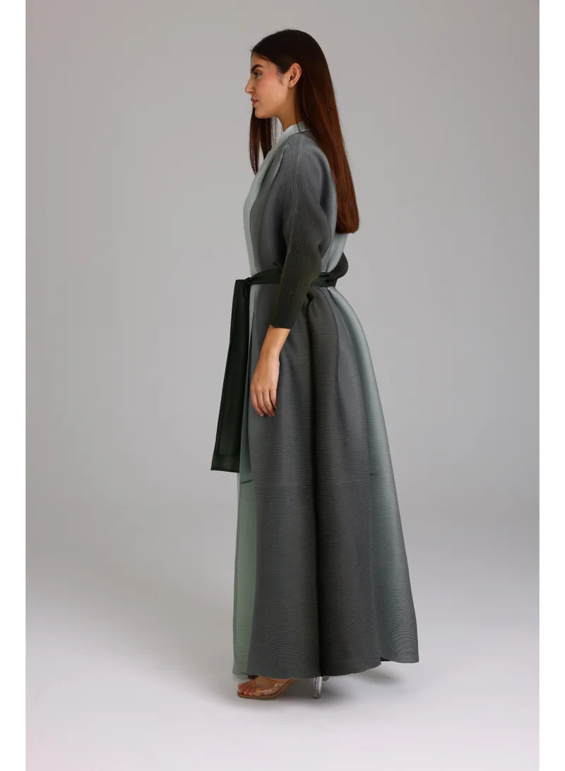 Ikkxa  Elegant Green Grades Colored Mid Belt Abaya for Women | Best Price UAE