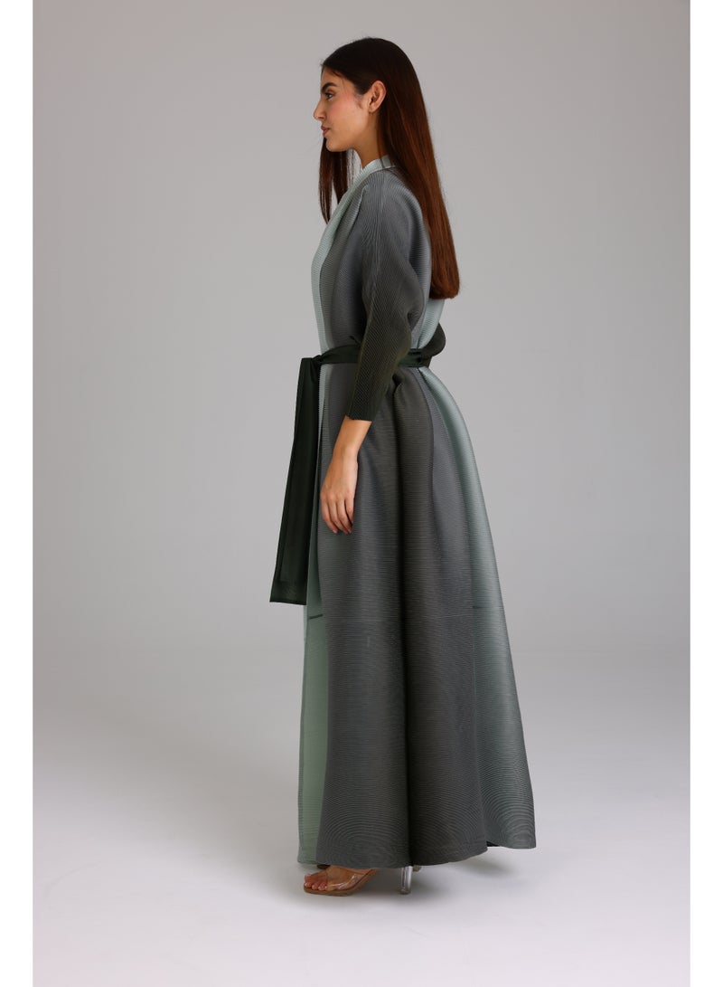 اكسا عباية انيقة درجات اخضر حزام بالوسط - Image 3