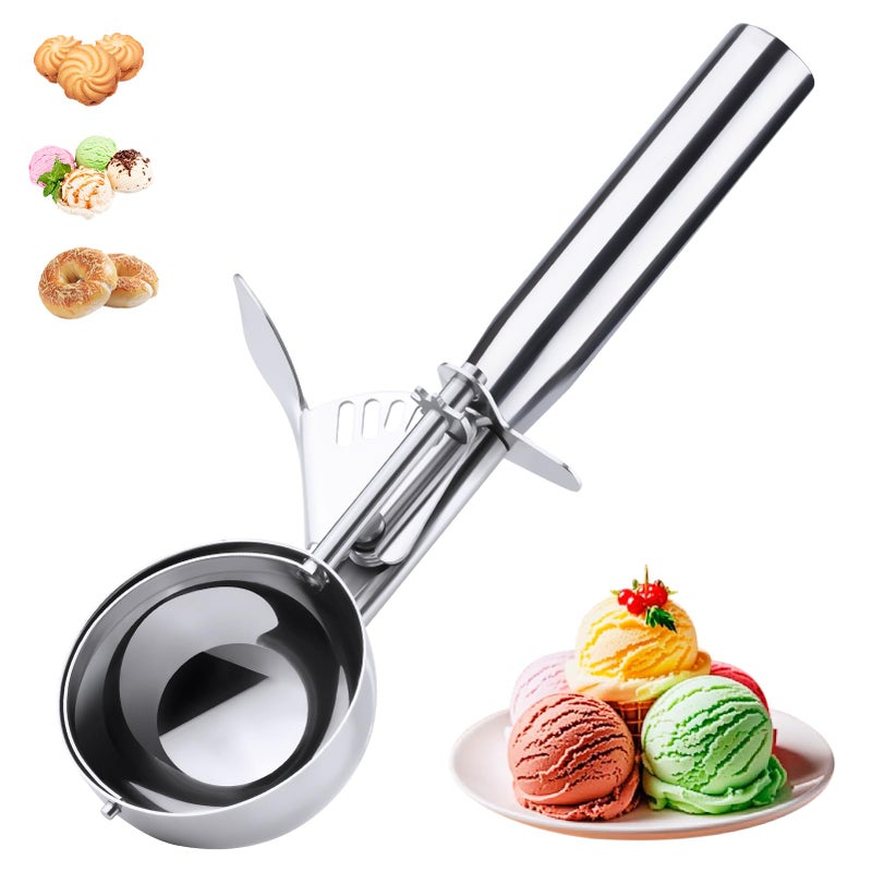 CHEE MONG Ice Cream Scoop Stainless Steel Ice Cream Scoop with Trigger Cookie Scoop for Baking Large Ice Cream Scooper 188 Stainless Steel Cupcake Scoop Food Scoop  525 Tbsp