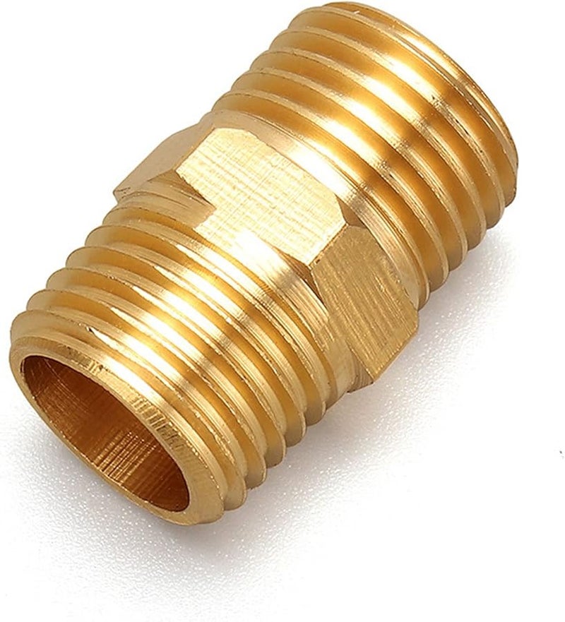 Brass Pipe Fitting 1 4 Inch Male to Male Hex Nipple Straight Connector - Image 4