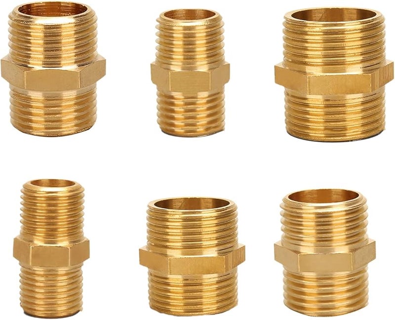 Brass Pipe Fitting 1 4 Inch Male to Male Hex Nipple Straight Connector - Image 3