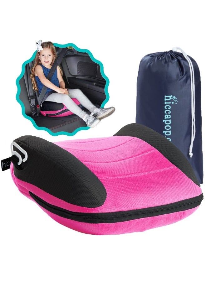 hiccapop مقعد سيارة هكابوب أوبر بوست القابل للنفخ | مقعد معزز ضيق بدون ظهر للسفر | مقعد معزز محمول للأطفال، الصغار، الأطفال | وردي/أسود - Image 1