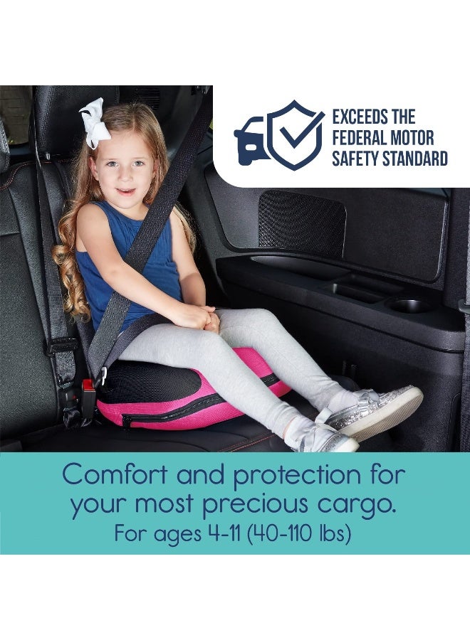 hiccapop مقعد سيارة هكابوب أوبر بوست القابل للنفخ | مقعد معزز ضيق بدون ظهر للسفر | مقعد معزز محمول للأطفال، الصغار، الأطفال | وردي/أسود - Image 2