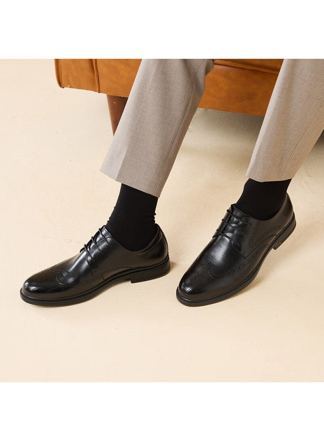 Basto Commuter Business Leather Shoes Comfortable Cowhide Men's Dress Shoes Wedding Shoes 25002am5 Black Size 42 - Image 1