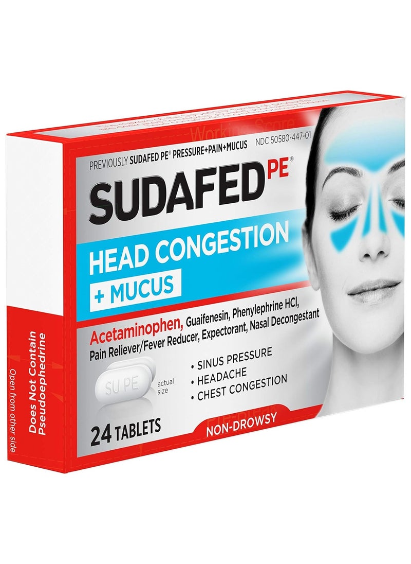 Sudafed Sinus Pressure & Nasal Congestion Mucus Relief 24 Tablets  - Image 5