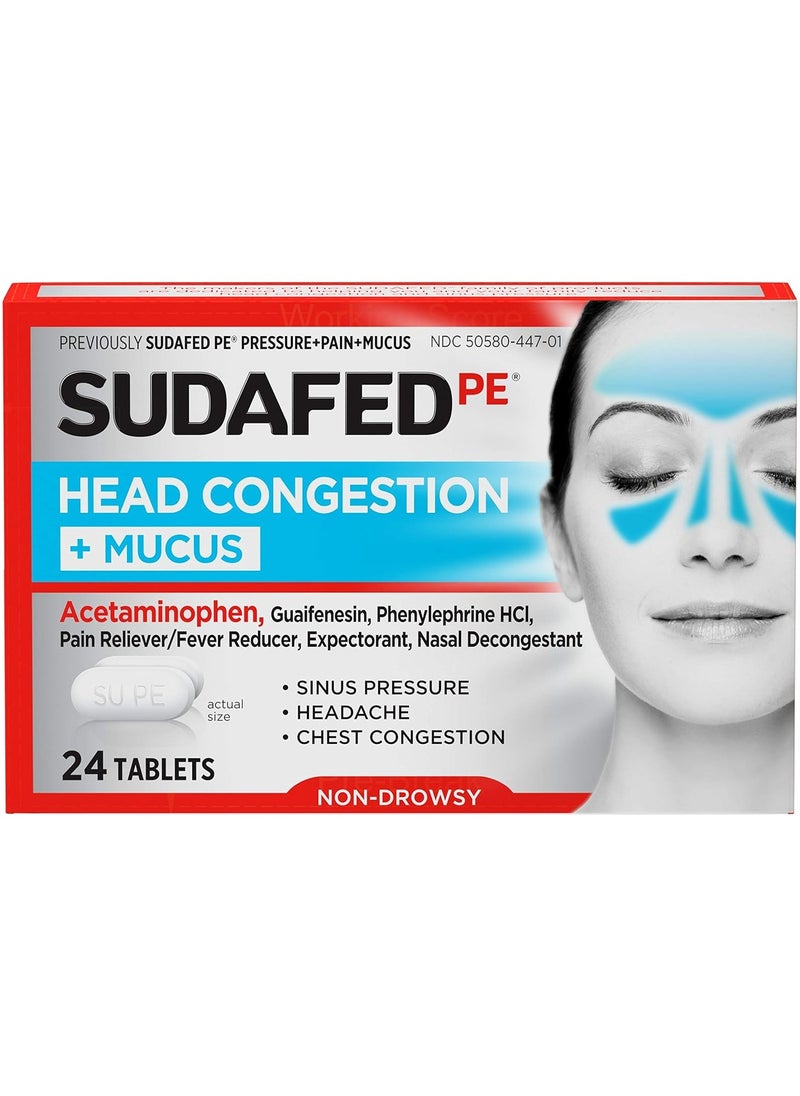 Sudafed Sinus Pressure & Nasal Congestion Mucus Relief 24 Tablets  - Image 1