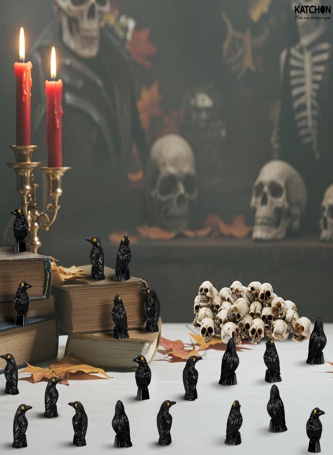 KatchOn Miniature Crows and Skulls - Pack of 40 | Halloween Decor Indoor, Outdoor | Halloween Decorations & Party Supplies | Skull Heads, Realistic Birds Decoration for Spooky Decor - Image 4