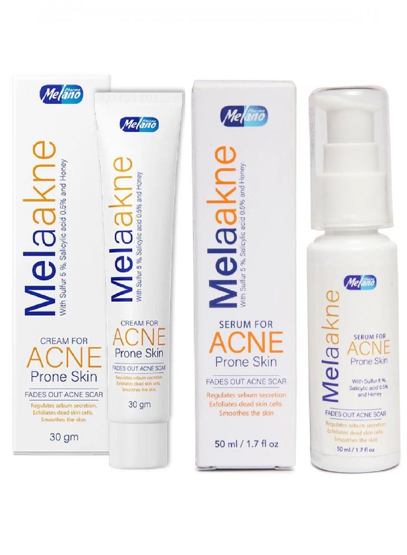 Melano Pharma Melaakne Serum for Acne Prone Skin 50 ml + Skin cream for acne treatment 30g - Image 1