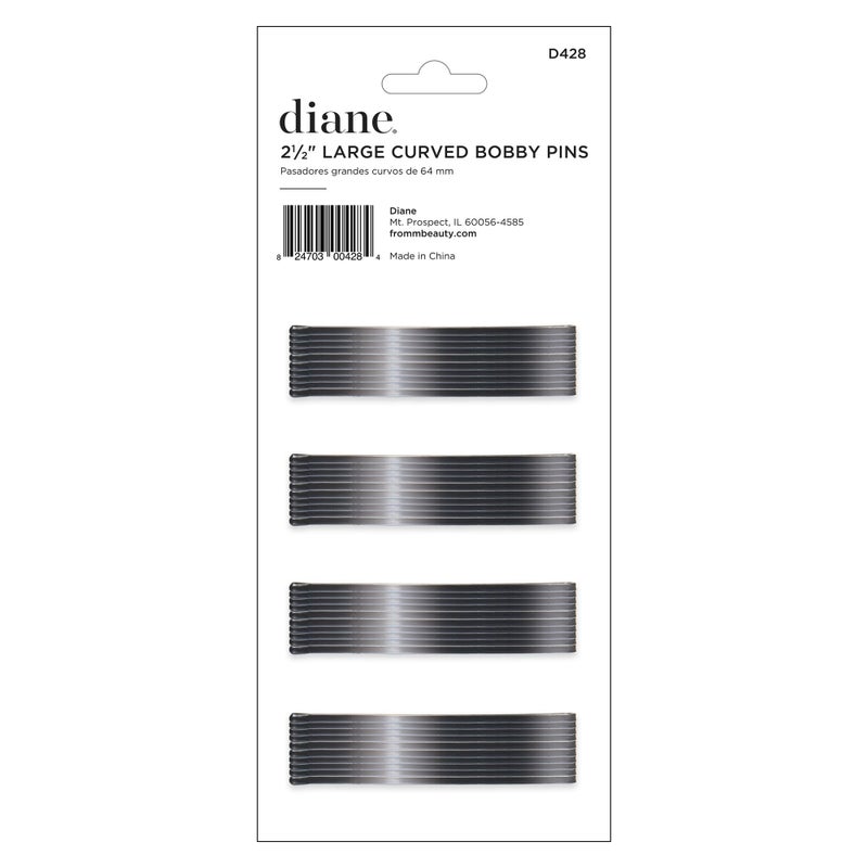 Diane 25 Curved Black Bobby Pins for Women Girls Salon Hairdressing Rollers Long and Thick Hair Large Flat Hair Pins with Ball Tips for Securing Updos Flyaways 40 Count
