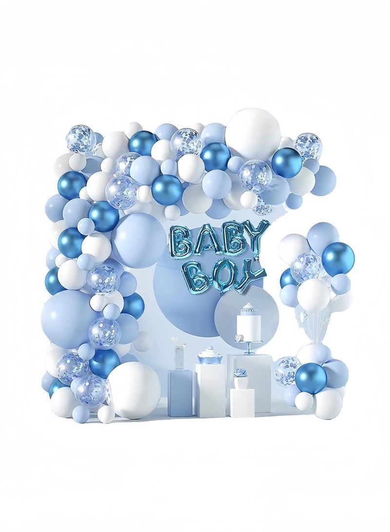 مجموعة من 122 بالونًا أزرق فاتح، مجموعة ديكورات عيد ميلاد وحفلات زفاف وحفلات استقبال المولود الجديد، لحفلات الزفاف ذات الطابع الأزرق - Image 1