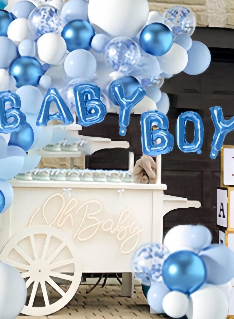 مجموعة من 122 بالونًا أزرق فاتح، مجموعة ديكورات عيد ميلاد وحفلات زفاف وحفلات استقبال المولود الجديد، لحفلات الزفاف ذات الطابع الأزرق - Image 3