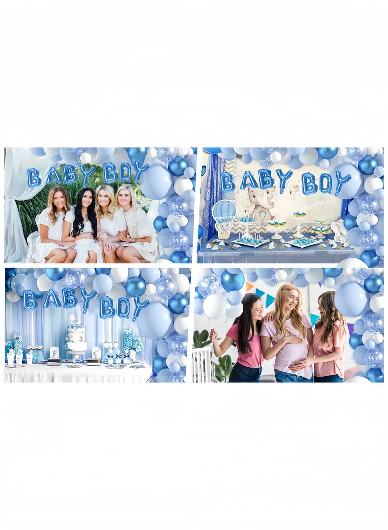 مجموعة من 122 بالونًا أزرق فاتح، مجموعة ديكورات عيد ميلاد وحفلات زفاف وحفلات استقبال المولود الجديد، لحفلات الزفاف ذات الطابع الأزرق - Image 5