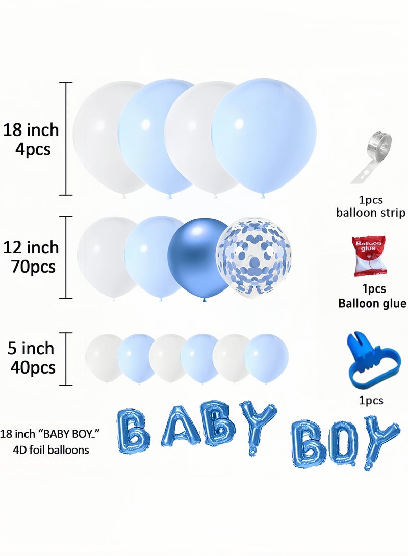 مجموعة من 122 بالونًا أزرق فاتح، مجموعة ديكورات عيد ميلاد وحفلات زفاف وحفلات استقبال المولود الجديد، لحفلات الزفاف ذات الطابع الأزرق - Image 2