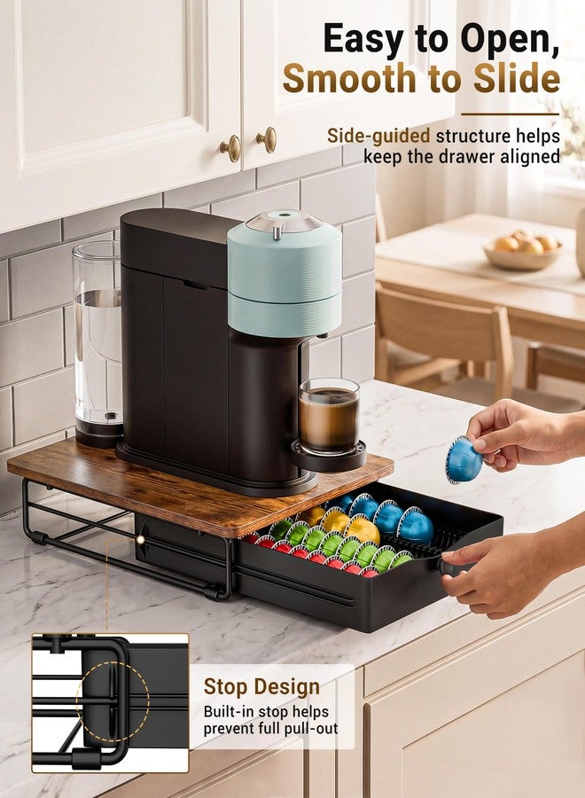 EVERIE Coffee Pod Holder Drawer, Compatible with Nespresso Vertuo Capsules, Holds 40 Large or 52 Small Pods, Flexible Slots for 4 Capsule Sizes, Rustic Brown Countertop Organizer, 15.6" Dx13 Wx3.7 H - Image 5