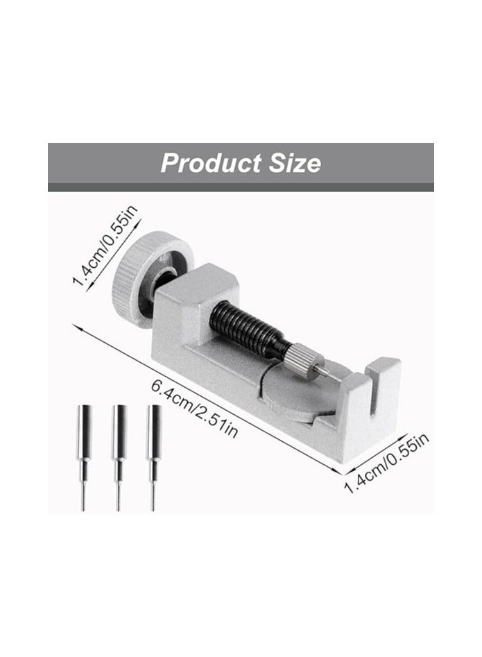 Watch Link Removal Tool Kit Watch Band Strap Link Pin Remover Metal Watch Pin Removal Tool with 3 Extra Pins Watch Bracelet Sizing Adjustment for Watch Strap Link Pin Removal(Sliver) - Image 2