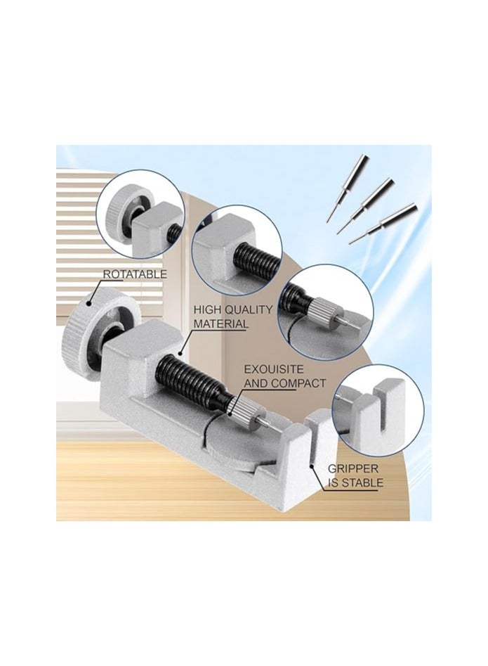 Watch Link Removal Tool Kit Watch Band Strap Link Pin Remover Metal Watch Pin Removal Tool with 3 Extra Pins Watch Bracelet Sizing Adjustment for Watch Strap Link Pin Removal(Sliver) - Image 3