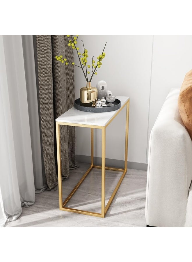 YINZUO Modern Marble Coffee Side Table with Metal Frame and Welding Joint, No Assembly Required, Elegant Tea Table for Living Room and Bedroom (Design 4) - Image 3