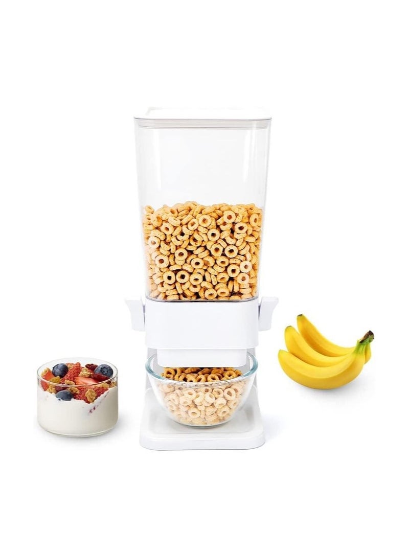 Cereal Dispenser Countertop, Large Capacity Rice Dispenser Cereal Container Storage, Not Easy to Crush Food, Dry Food Dispenser for Rice, Candy & Snack (5000ml) (White)