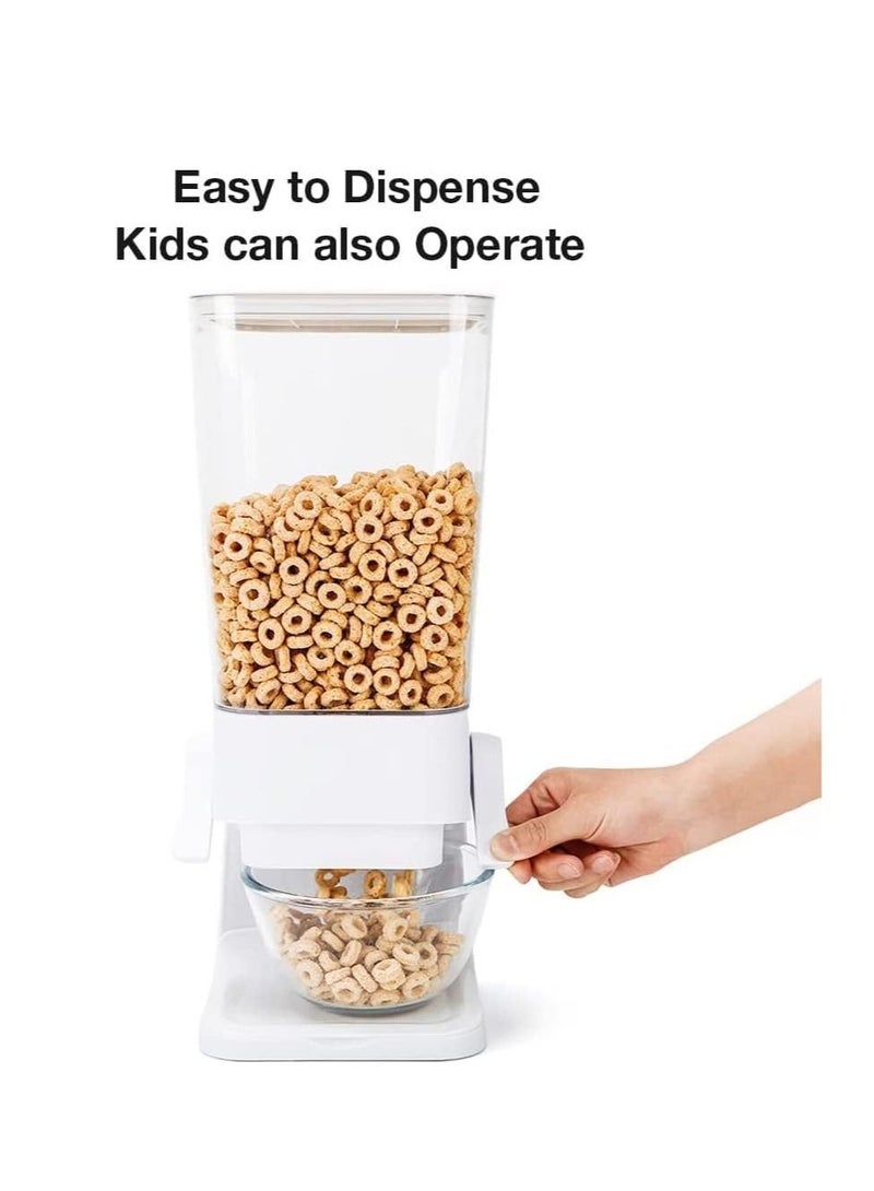 Cereal Dispenser Countertop, Large Capacity Rice Dispenser Cereal Container Storage, Not Easy to Crush Food, Dry Food Dispenser for Rice, Candy & Snack (5000ml) (White)