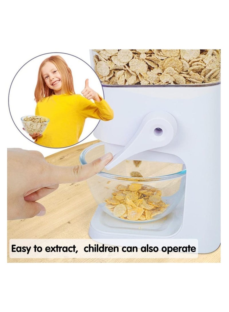 Cereal Dispenser Countertop, Large Capacity Rice Dispenser Cereal Container Storage, Not Easy to Crush Food, Dry Food Dispenser for Rice, Candy & Snack (5000ml) (White)