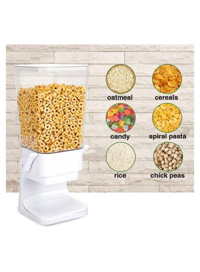 Cereal Dispenser Countertop, Large Capacity Rice Dispenser Cereal Container Storage, Not Easy to Crush Food, Dry Food Dispenser for Rice, Candy & Snack (5000ml) (White)