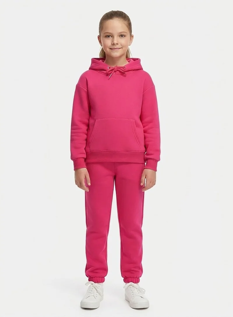 babyqlo Girls Pink Winter Fleece Hoodie and Jogger Set