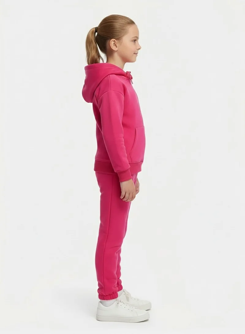 babyqlo Girls Pink Winter Fleece Hoodie and Jogger Set
