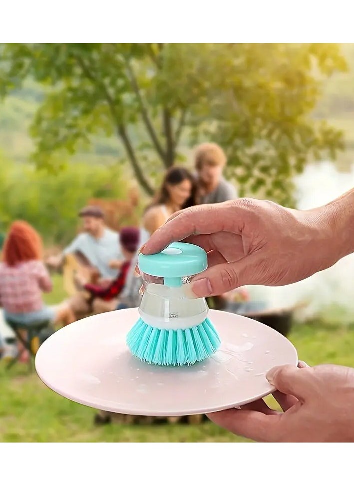 Ucanbe - 2 pcs Portable Soap Dispenser Palm Brush, Easy Press PVC Kitchen Scrubber - Manual Dishwashing Tool for Pots and Pans, No Battery Required, Manual Soap Dispenser Ergonomic Design  PVC Construction, Soap Dispenser for Kitchen Sink - Image 1