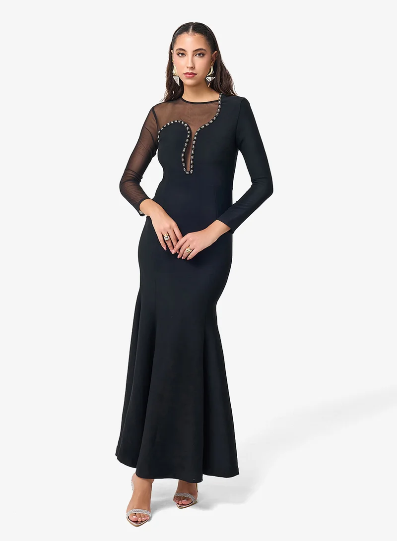 Threadz by Ajooni  Long Sleeve Bodycon Maxi Dress for Women | Best Price UAE