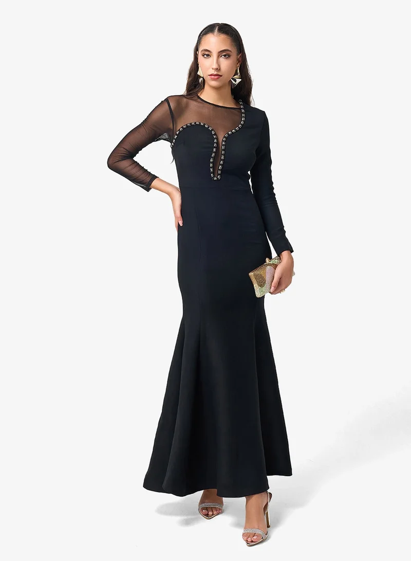 Threadz by Ajooni Long Sleeve Bodycon Maxi Dress