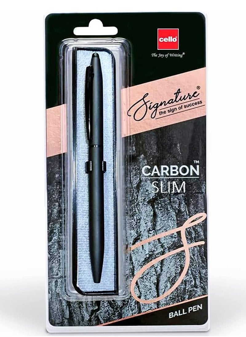 Cello - Signature Carbon Slim Ball Pen Blue Ink - Image 1