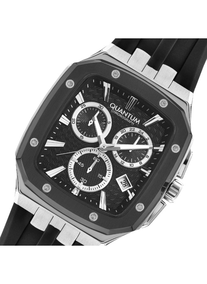 Quantum Men's Chronograph Display Watch With Black Silicone Strap - HNG1033.351  - Image 4