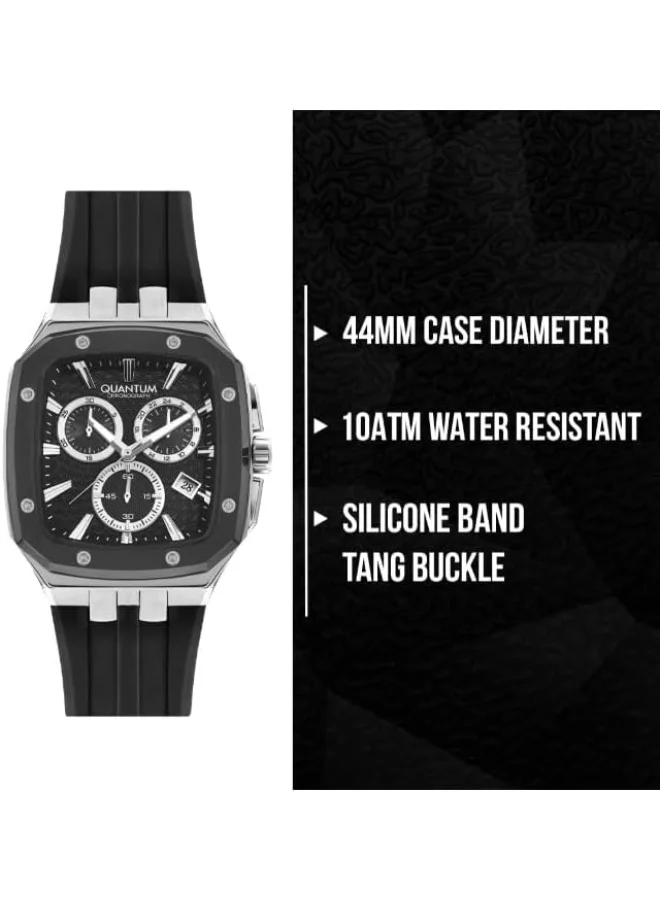 Quantum  QUANTUM Men's Watch, Chronograph Display and Silicone Strap - HNG1033.351, Black for Men | Best Price UAE