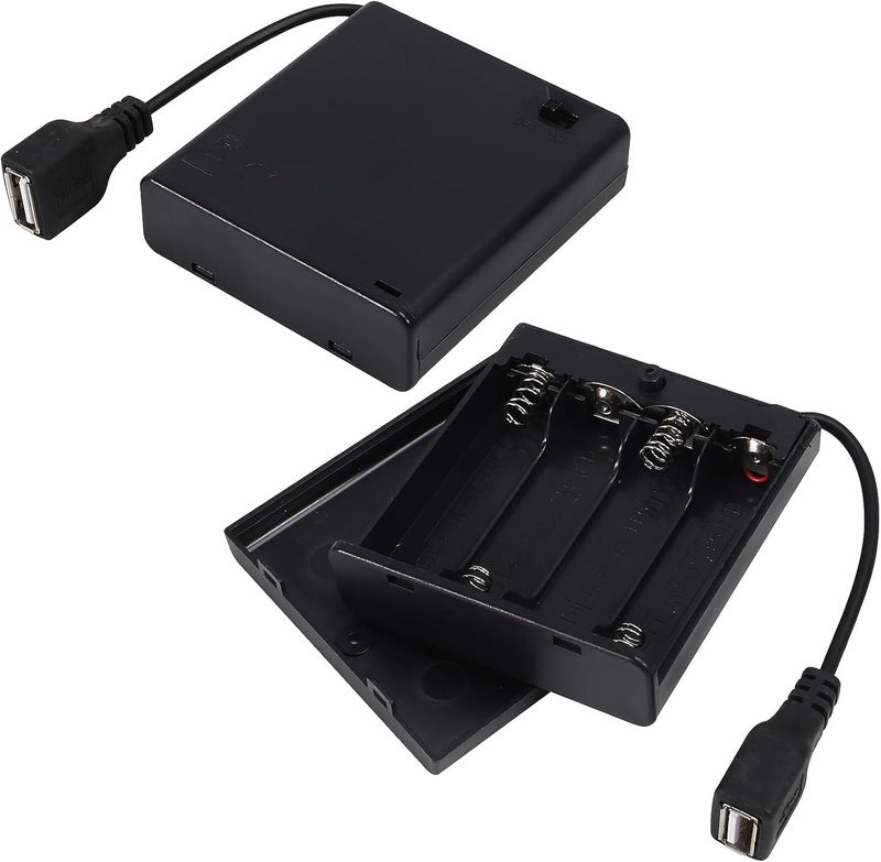 AEDIKO 2pcs AA Battery Holder USB Switch (2pcs, 4AA) - Image 1